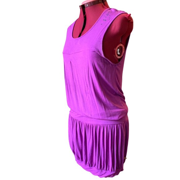 💜 SKUNKFUNK Sleeveless Bubble-Hem magenta Dress – Size 3 (Medium) - Picture 2 of 11